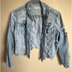 Distressed Cropped Jean Jacket